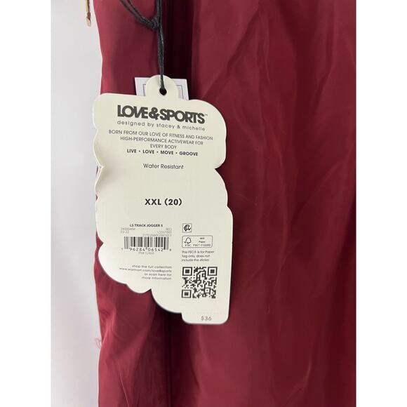 Women Love & Sports Track Jogger Pant Set of 2 Red Black Workout XXL (20) NEW - Picture 4 of 14